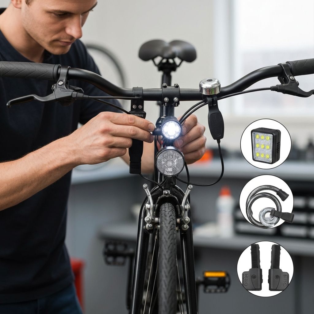 Montage von LED-Leuchten und Reflektoren am Fahrrad